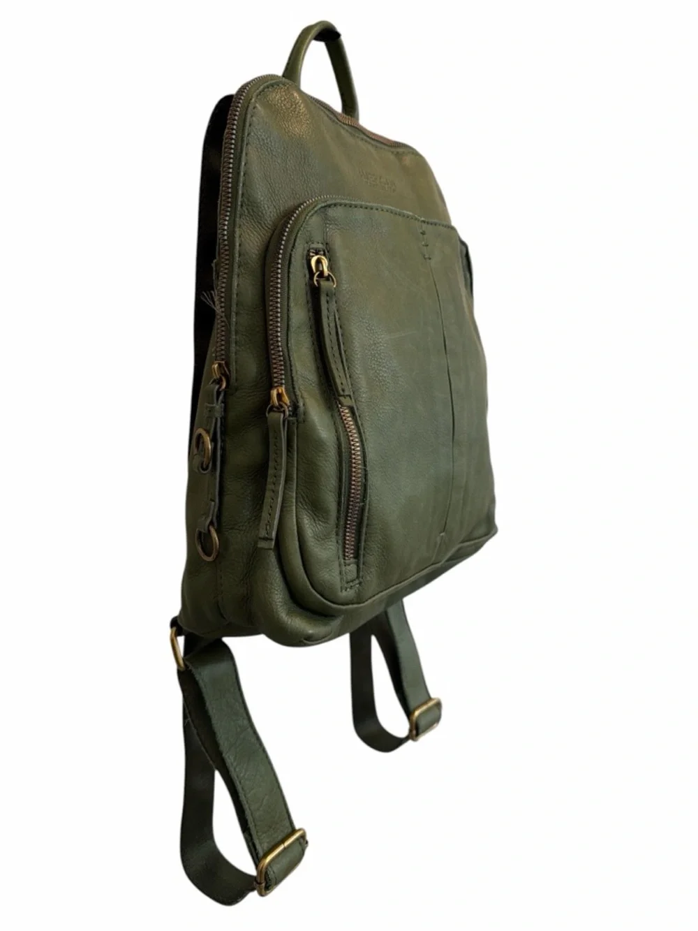 American Leather Co Olive Green Convertible Leather Backpack Soft Distressed